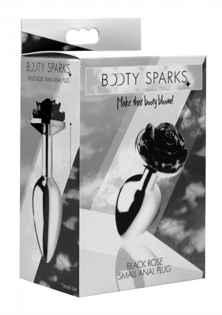 Booty Sparks Rose Butt Plug - Black/Metal - Small