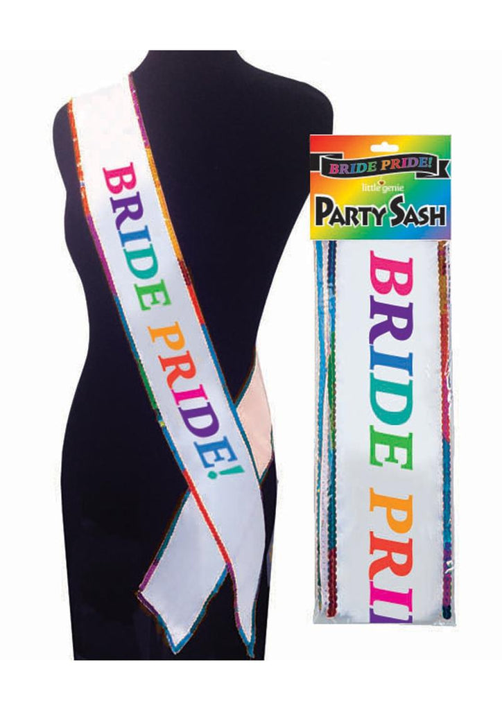 Bride Pride Party Sash - Multicolor/Rainbow/White