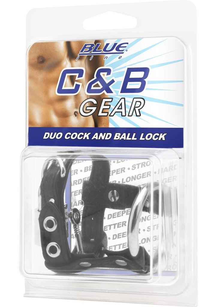 C and B Gear Duo Cock and Ball Lock Adjustable Cock Ring - Black/Metal