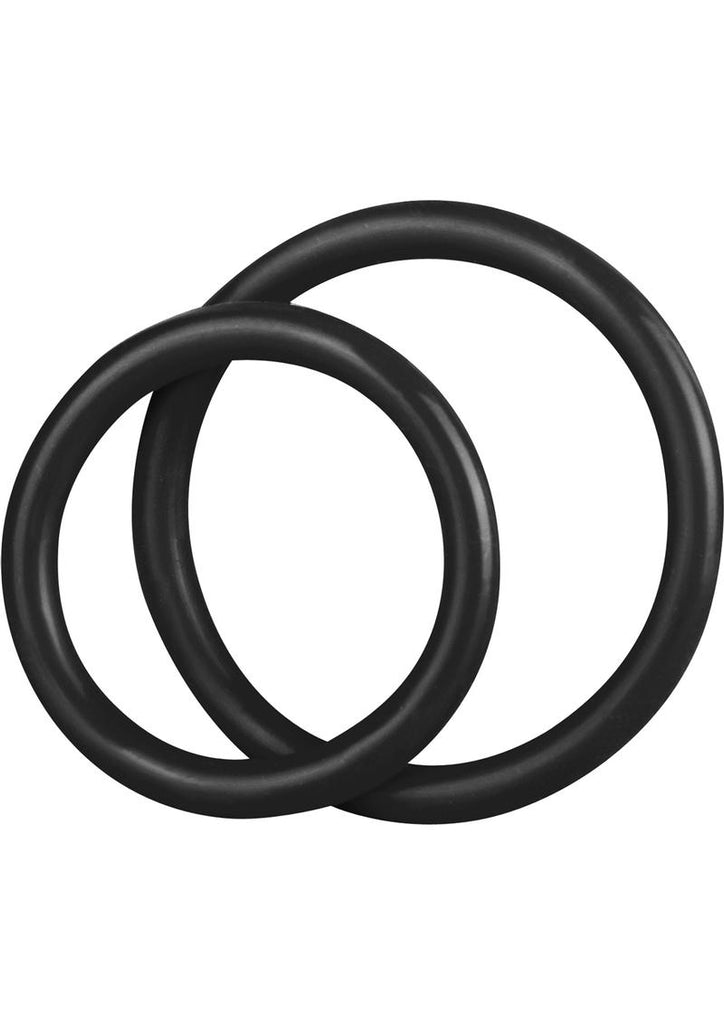 C and B Gear Silicone Cock Ring - Black - 2 Piece/Set