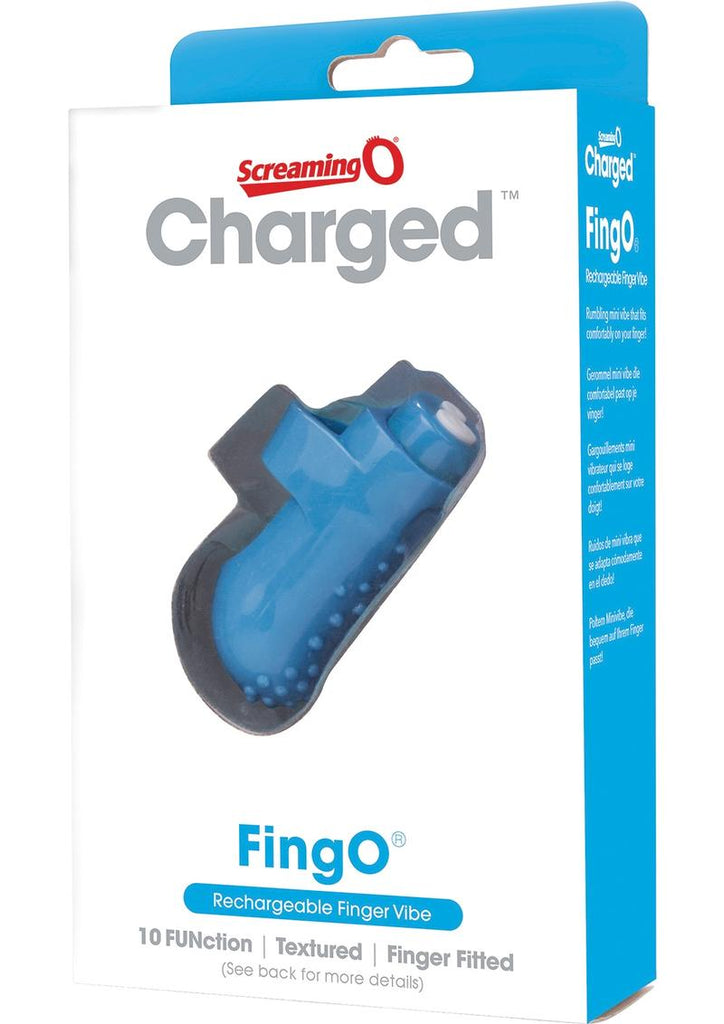 Charged Fing O Rechargeable Finger Mini Vibe Waterproof - Blue