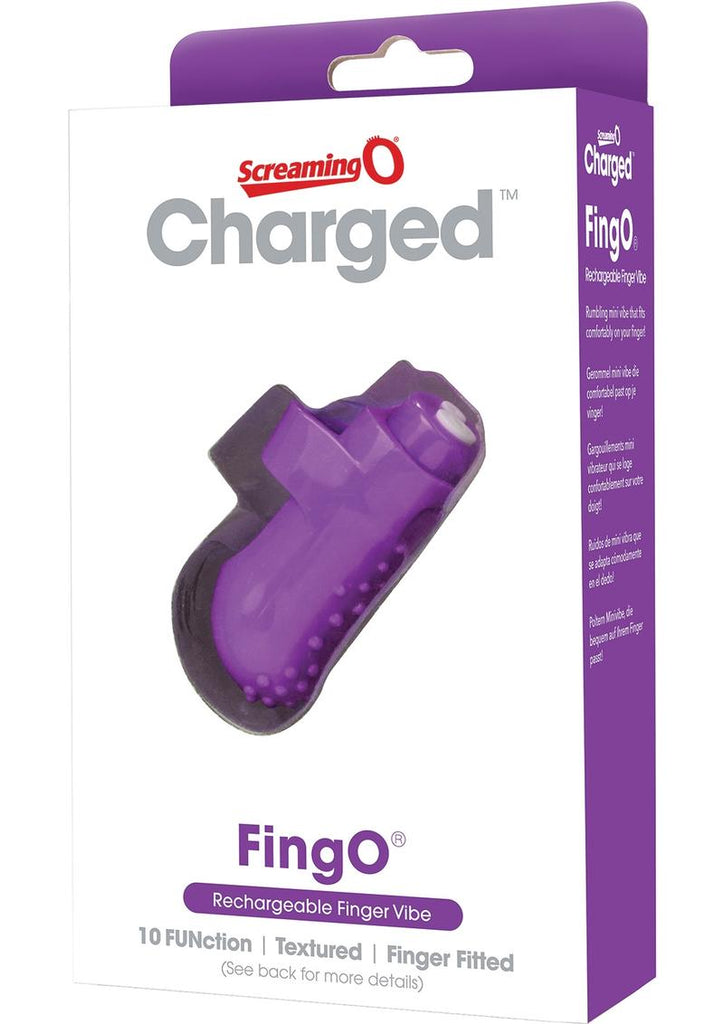 Charged Fing O Rechargeable Finger Mini Vibe Waterproof - Purple