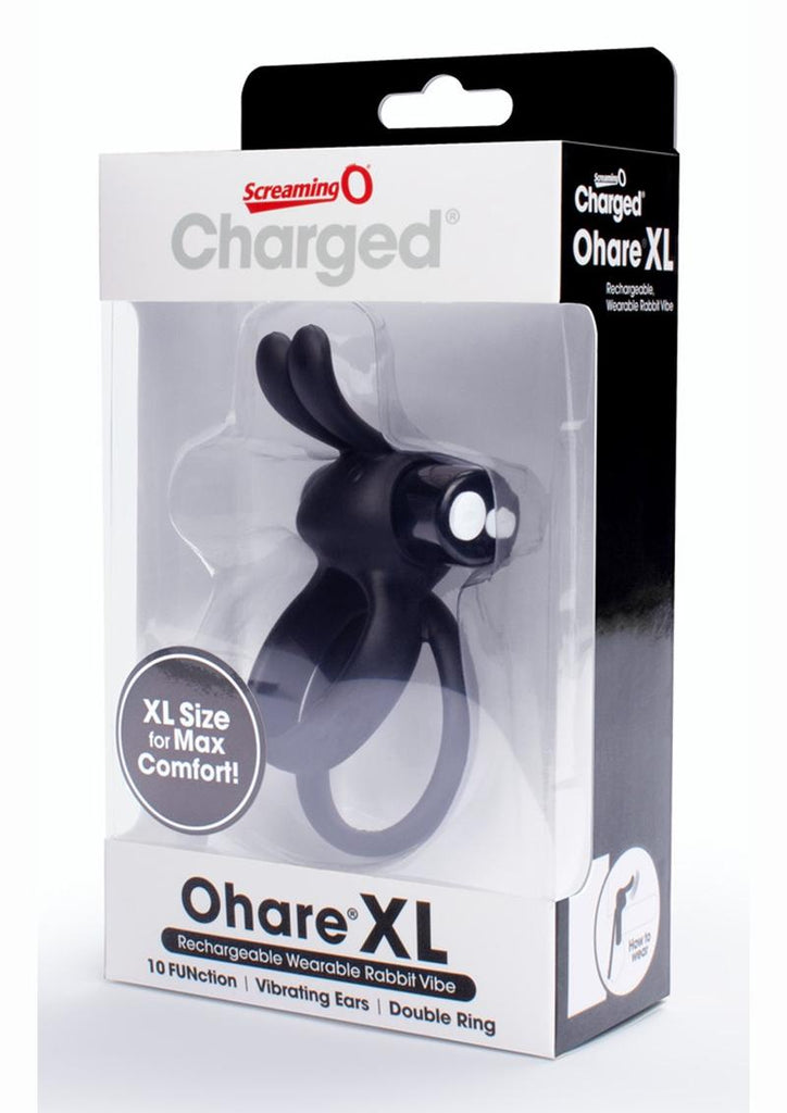 Charged Ohare XL Silicone USB Rechargeable Wearable Rabbit Vibe C-Ring Black (Individual - Black - XLarge