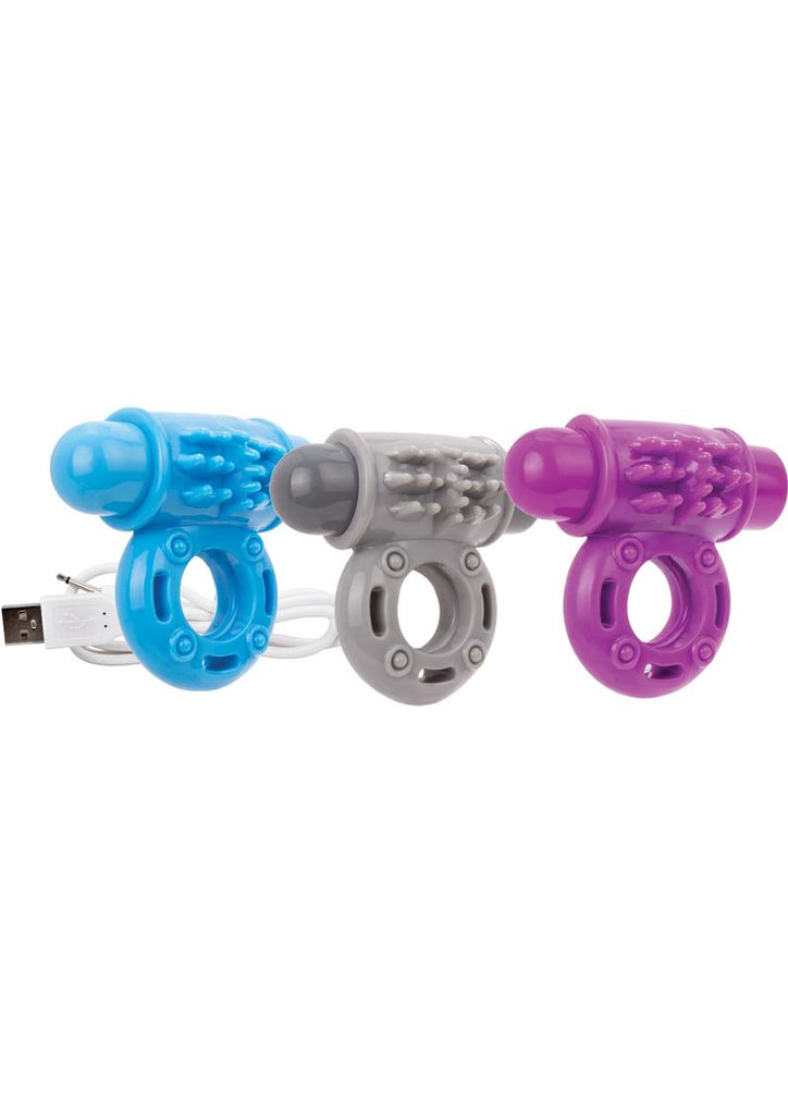 Charged OWOW Vooom Rechargeable Vibrating Cock Ring - Assorted Colors - 6 Per Box