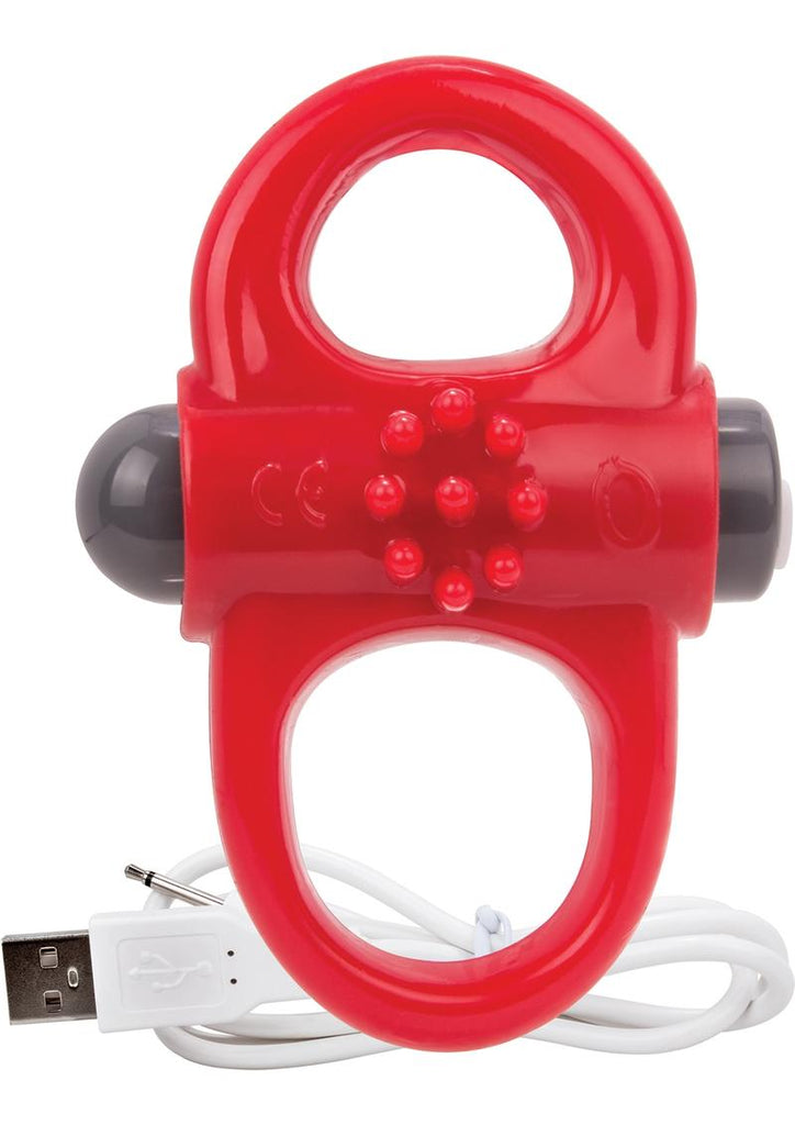 Charged Yoga Rechargeable Silicone Waterproof Cock Ring - Red