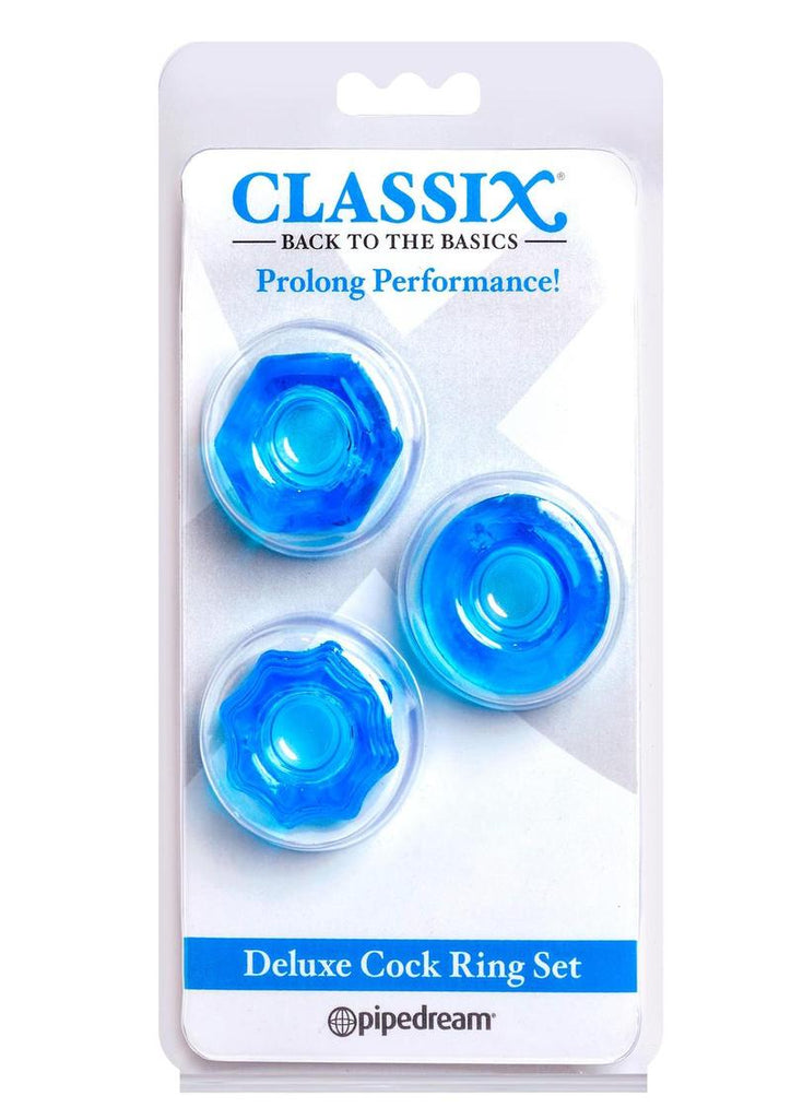 Classix Deluxe Cock Ring - Blue - 2 Piece Kit/Set
