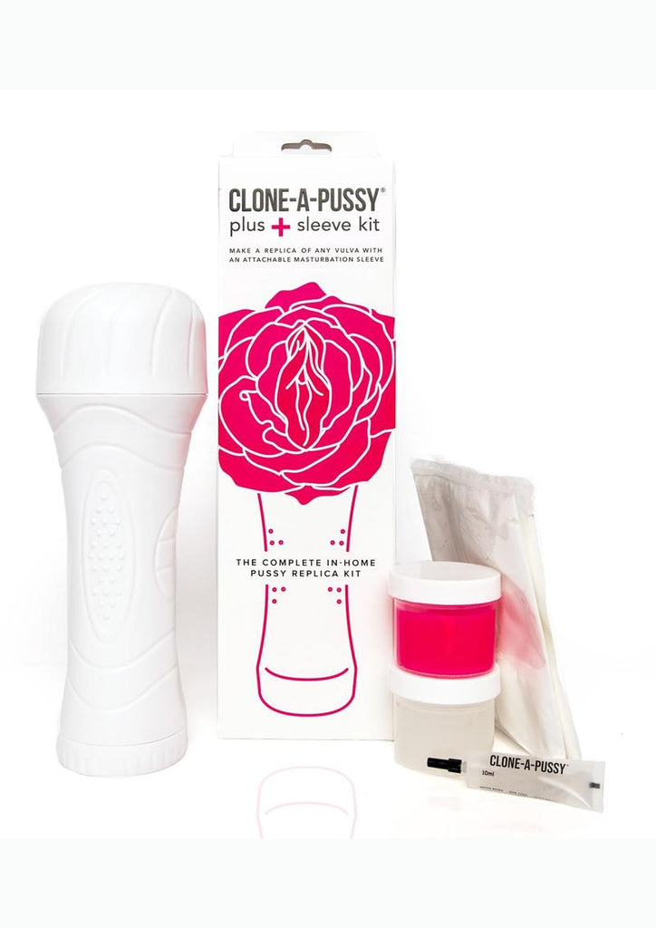 Clone-A-Pussy Plus Sleeve Silicone Vulva Molding Kit with Attachable Sleeve - Hot Pink/Pink