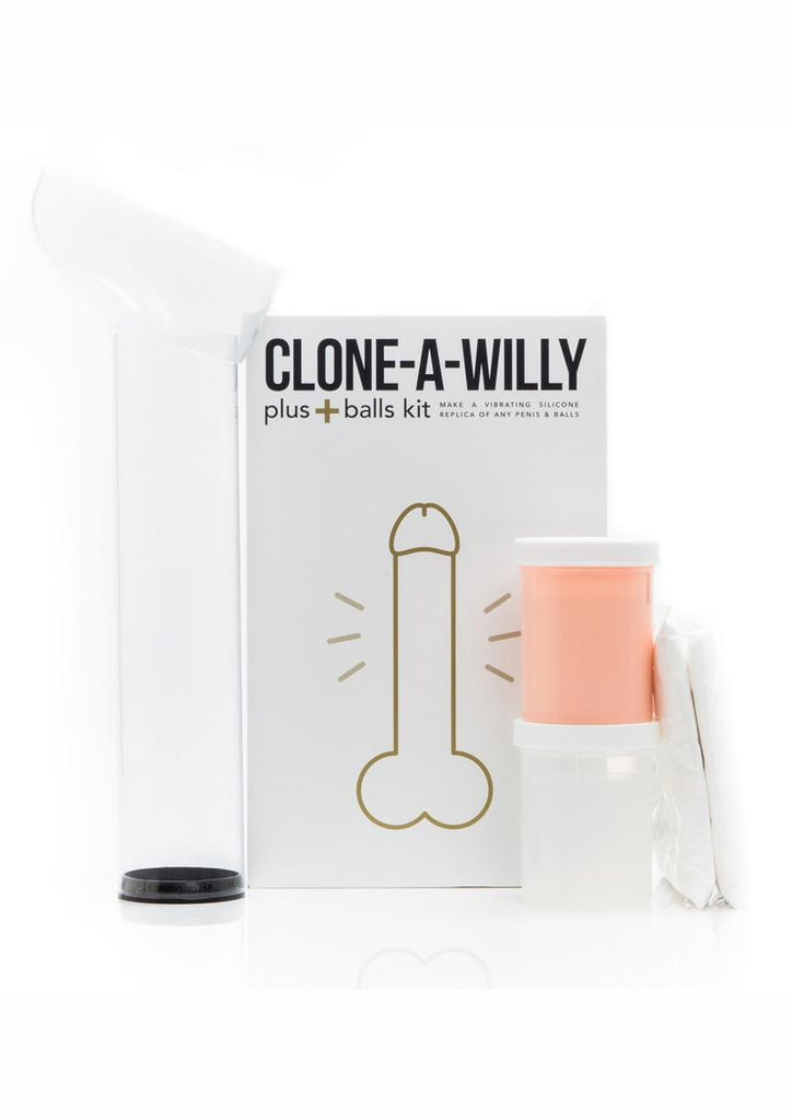 Clone-A-Willy Plus Balls Silicone Dildo Molding Kit with Bullet Vibrator and Remote Control - Flesh/Vanilla