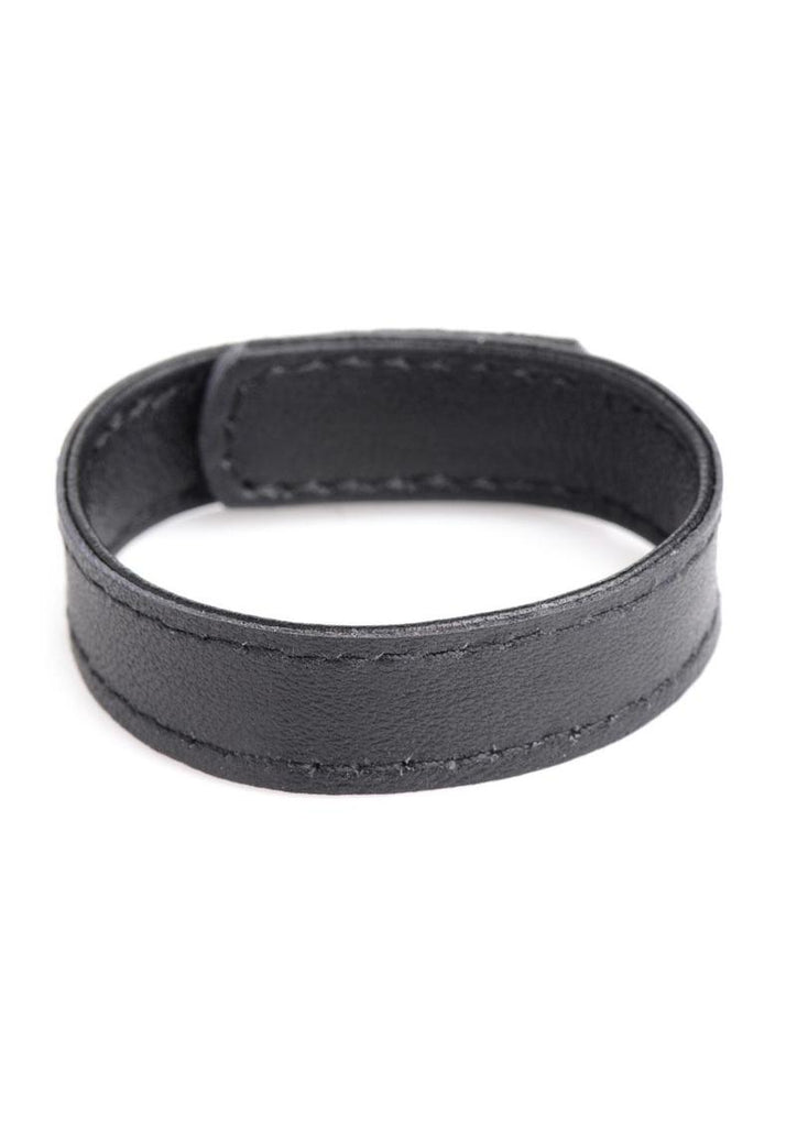 Cock Gear Velcro Leather Cock Ring - Black