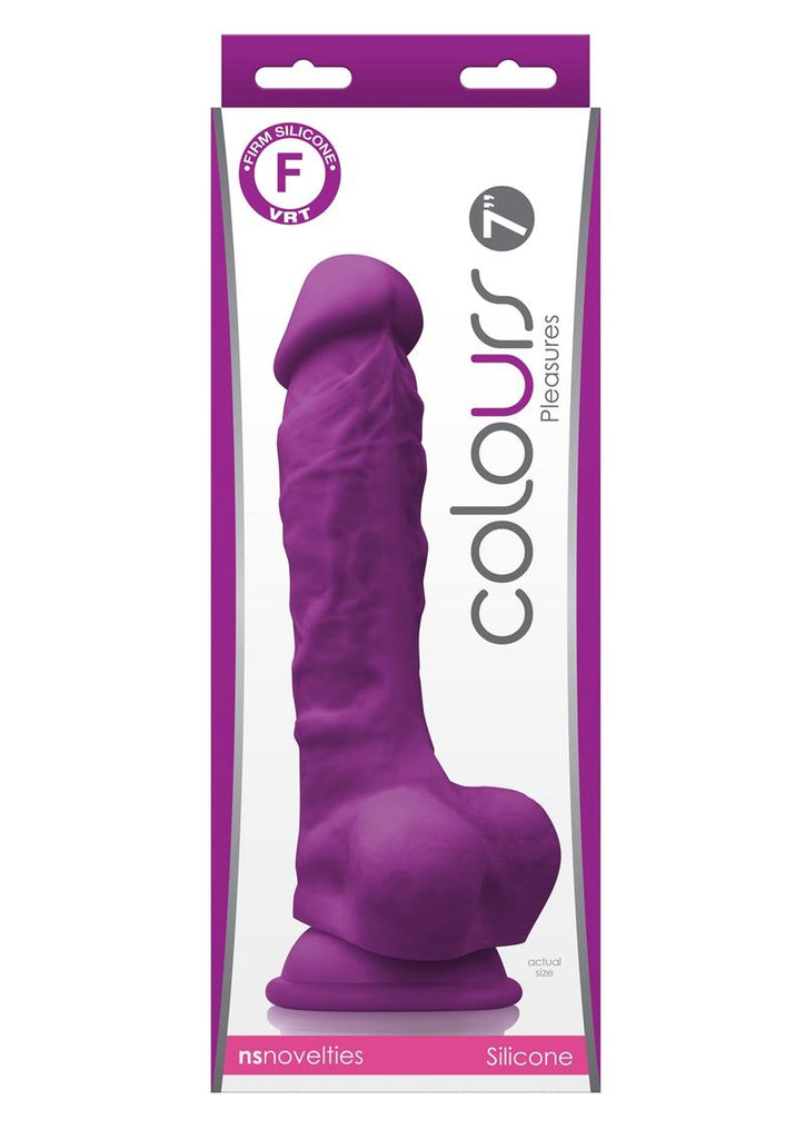 Colours Pleasure Silicone Dildo - Purple - 7in