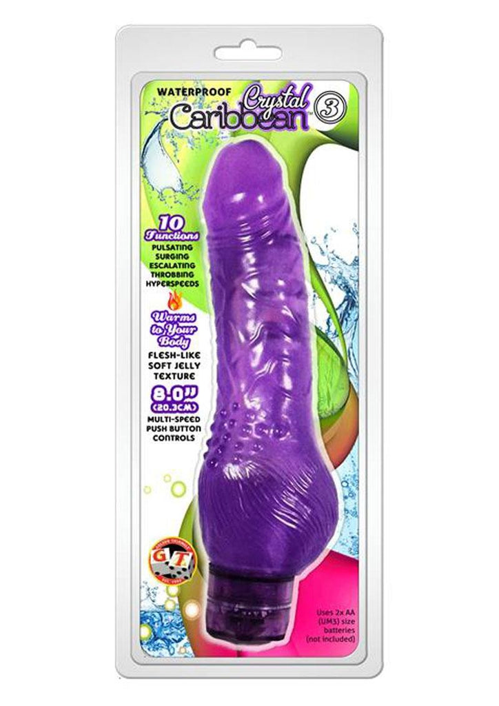 Crystal Caribbean Number 3 Jelly Vibrator - Purple - 8in