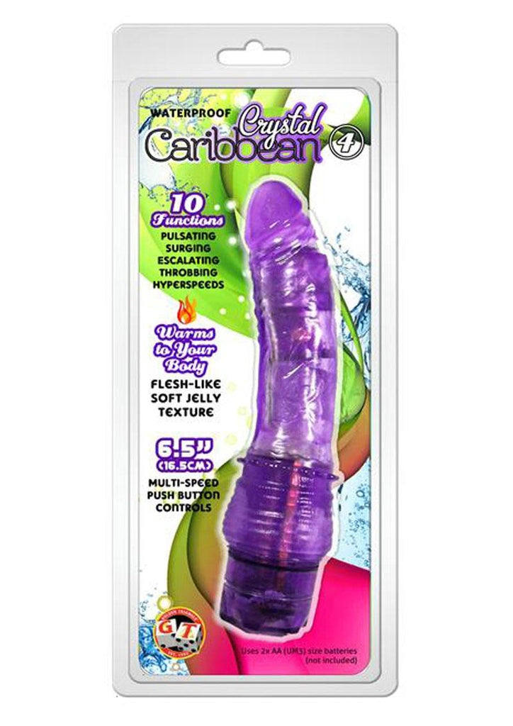 Crystal Caribbean Number 4 Jelly Vibrator - Purple - 6.5in