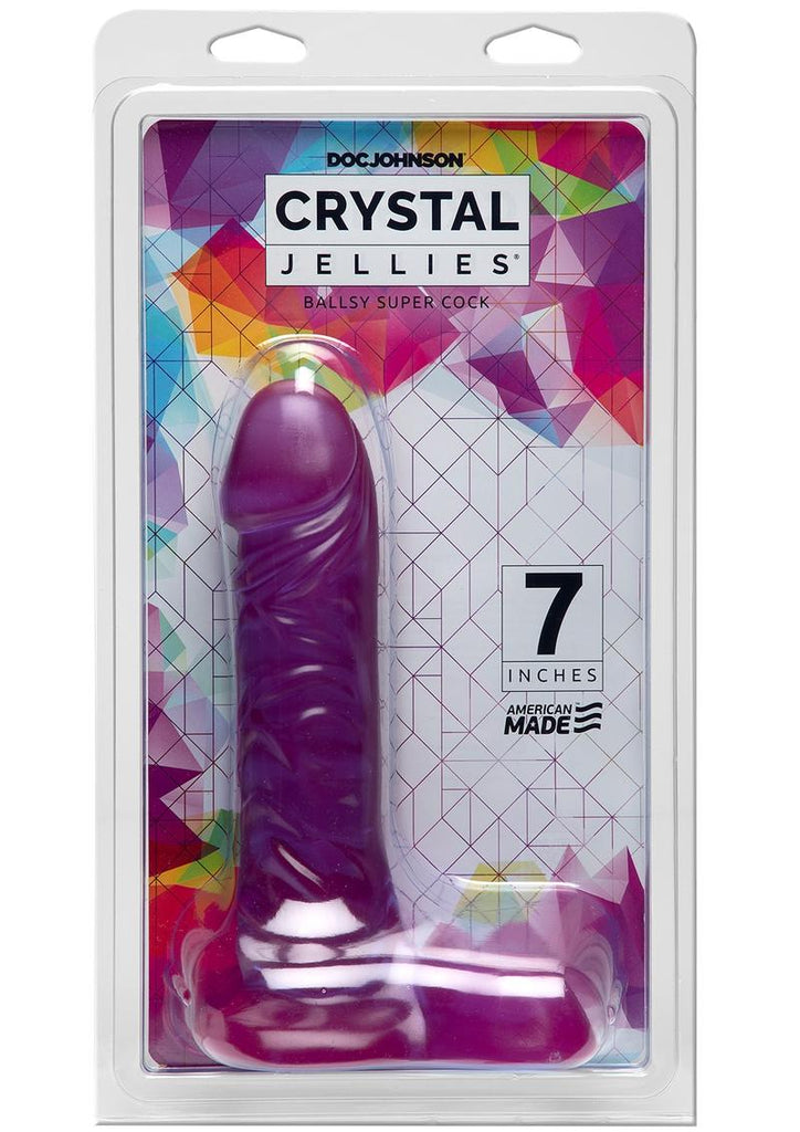 Crystal Jellies Ballsy Super Dildo - Purple - 7in