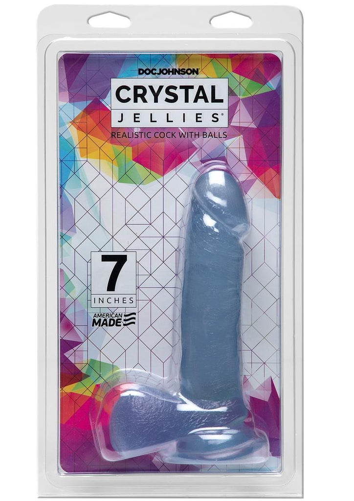 Crystal Jellies Dildo with Balls - Clear - 7in