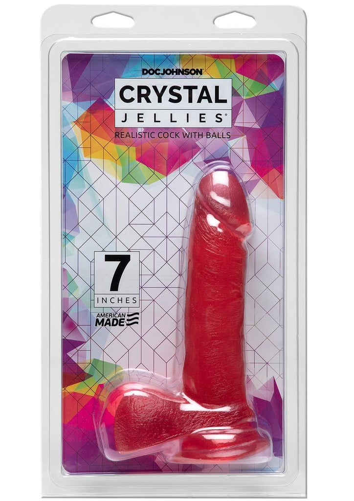 Crystal Jellies Dildo with Balls - Pink - 7in