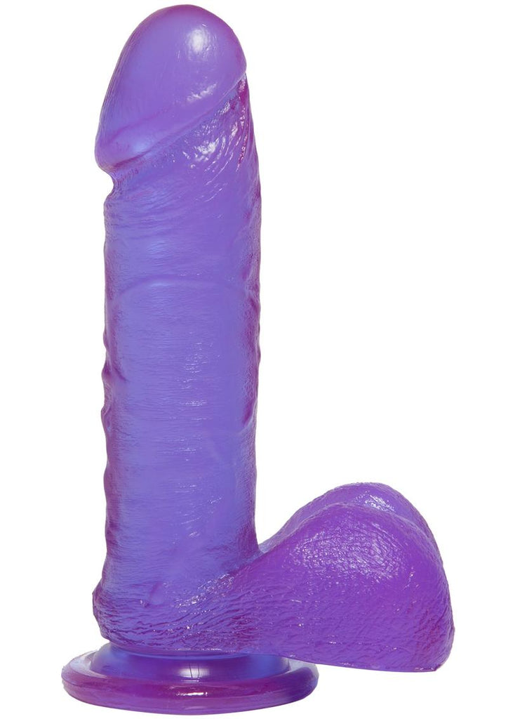 Crystal Jellies Dildo with Balls - Purple - 7in