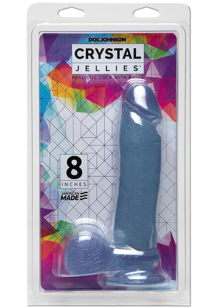 Crystal Jellies Dildo with Balls - Clear - 8in