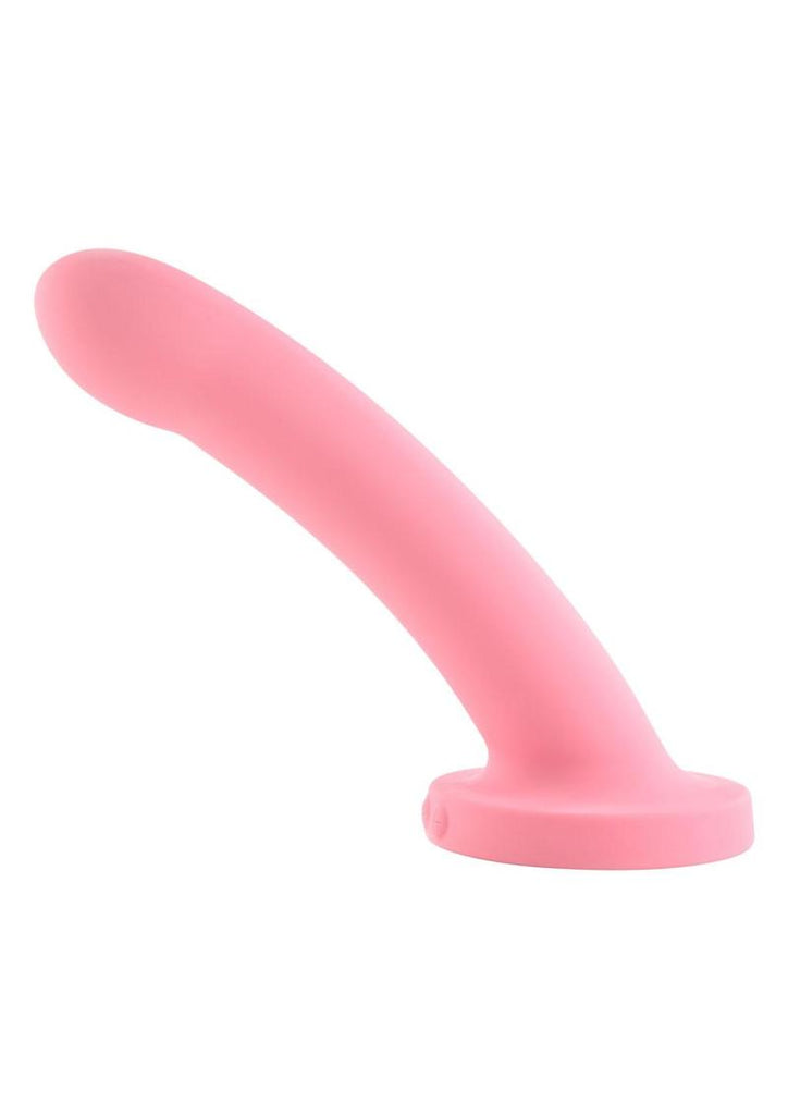 Daze Silicone Curved Dildo with Suction Cup - Pink - 7in