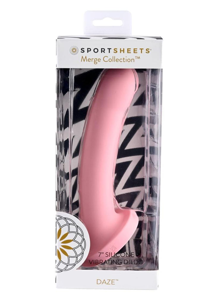 Daze Silicone Curved Dildo with Suction Cup - Pink - 7in