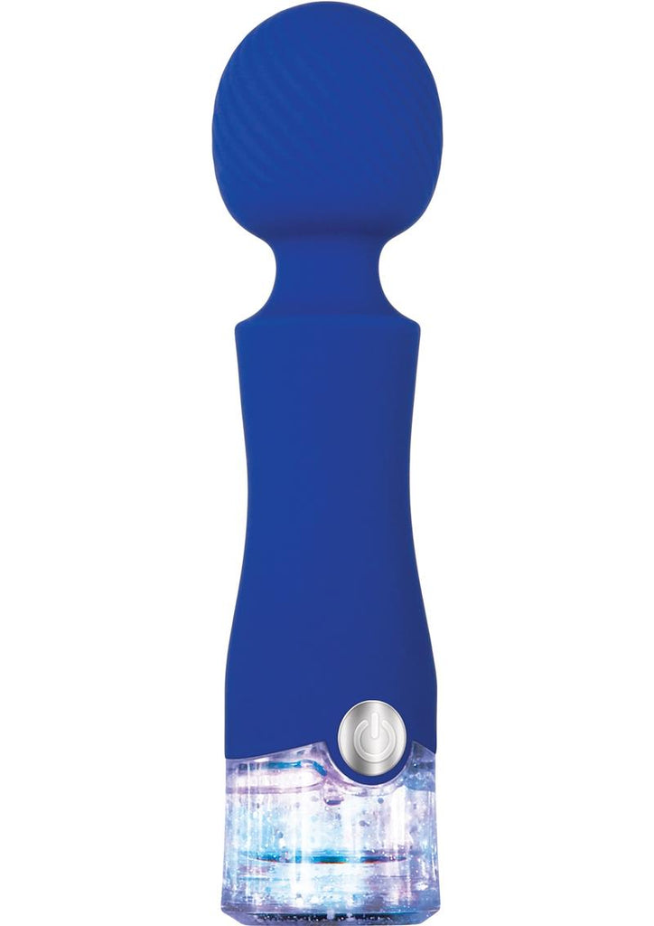 Dazzle Rechargeable Silicone Wand Massager with Glitter Handle - Blue
