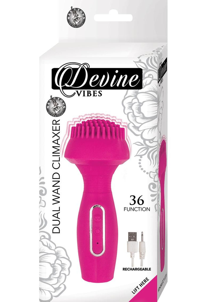 Devine Vibes Dual Wand Climaxer Rechargeable Silicone Vibrator - Pink