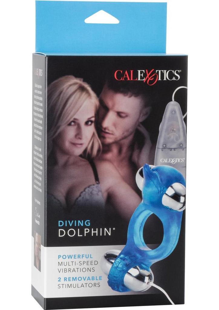 Diving Dolphin with Removable Vibrating Bullets - Blue