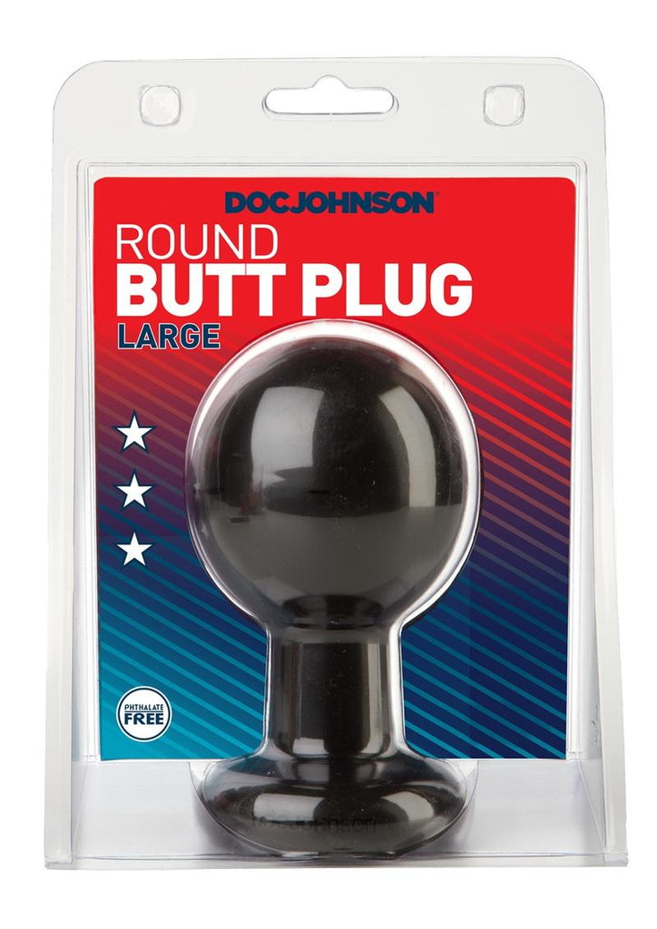 Doc Johnson Round Butt Plug - Black - Large
