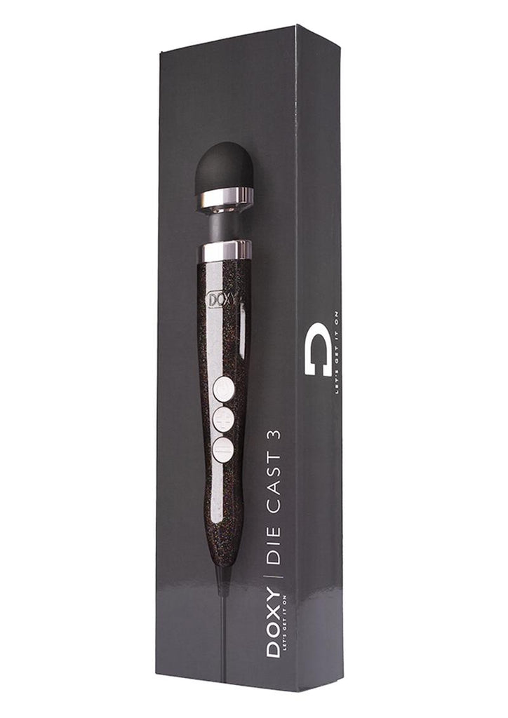 Doxy Die Cast 3 Wand Plug-In Vibrating Body Massager - Black/Disco Black/Metal - Small