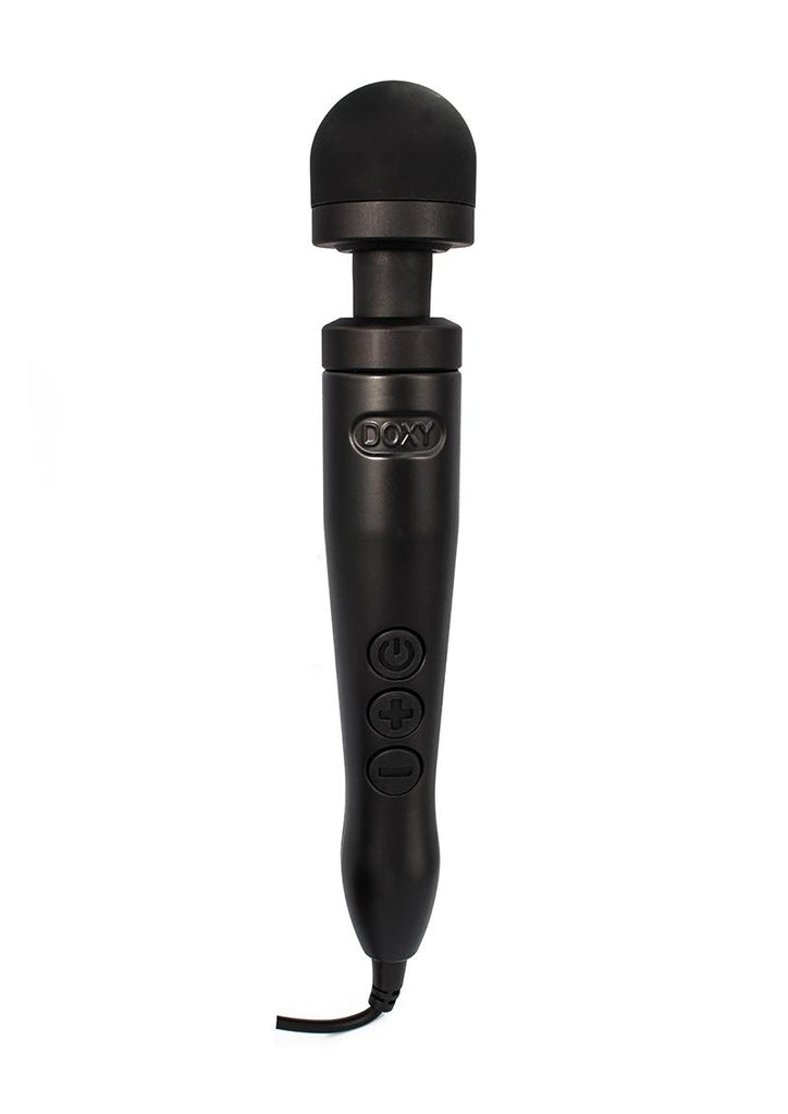 Doxy Number 3 Wand Plug-In Vibrating Body Massager - Black/Matte Black/Metal - Small