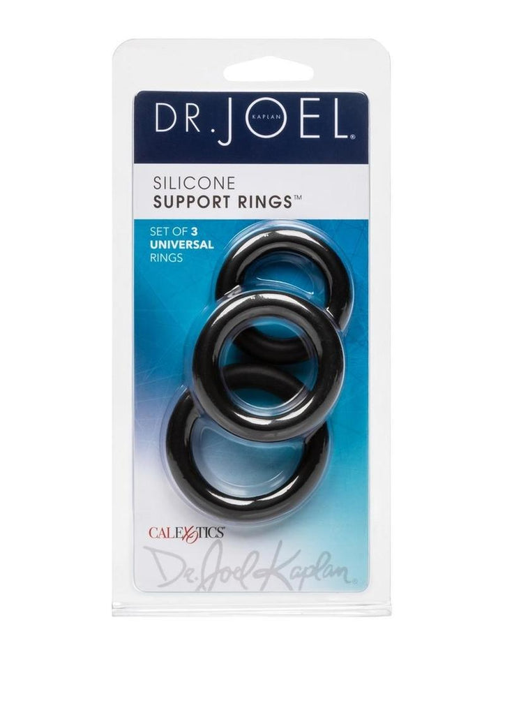 Dr. Joel Kaplan Silicone Support Rings Cock Ring - Black - 3 Piece Set