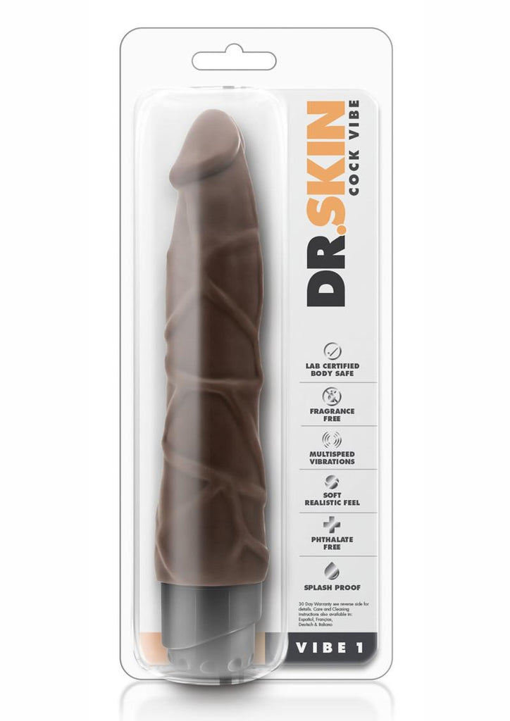 Dr. Skin Cock Vibe 1 Vibrating Dildo - Chocolate - 9in