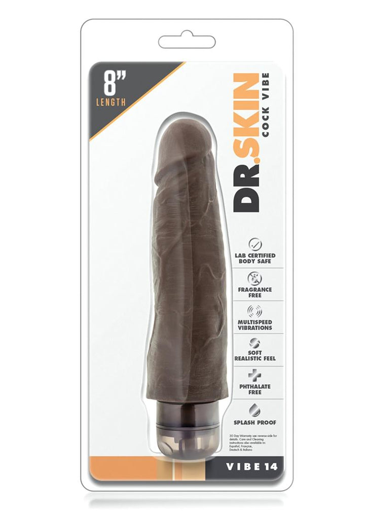 Dr. Skin Cock Vibe 14 Vibrating Dildo - Chocolate - 8in