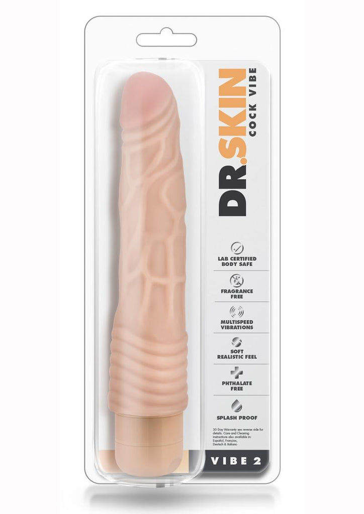 Dr. Skin Cock Vibe 2 Vibrating Dildo - Flesh/Vanilla - 9in
