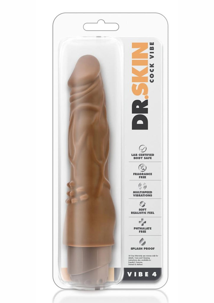 Dr. Skin Cock Vibe 4 Vibrating Dildo - Brown/Caramel - 8in