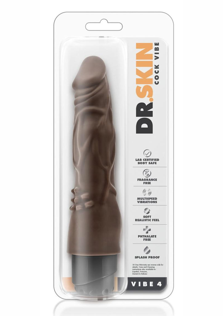 Dr. Skin Cock Vibe 4 Vibrating Dildo - Chocolate - 8in