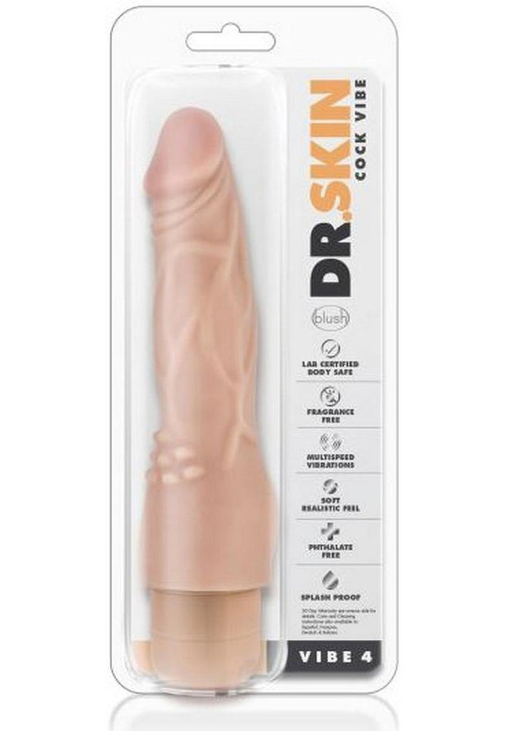 Dr. Skin Cock Vibe 4 Vibrating Dildo - Vanilla - 8in