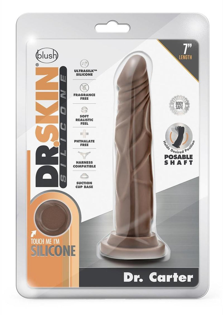 Dr. Skin Dr. Carter Silicone Dildo with Suction Cup - Chocolate - 7.5in