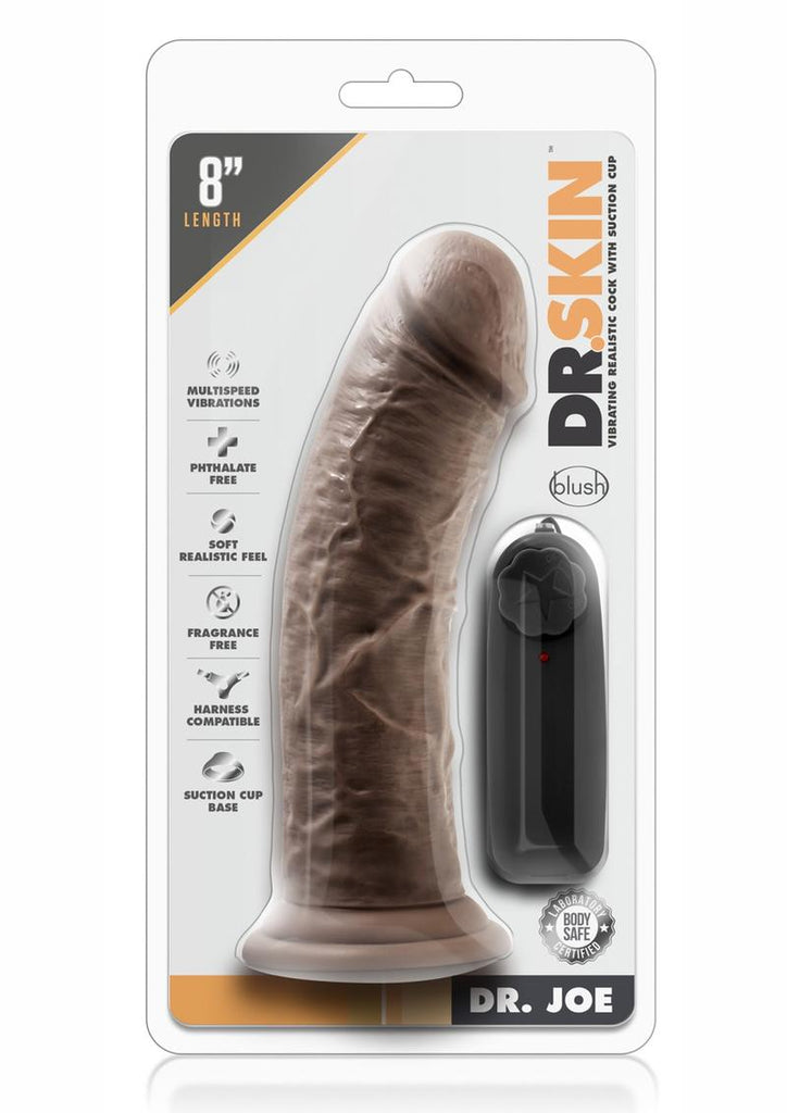 Dr. Skin Dr. Joe Vibrating Dildo with Remote Control - Chocolate - 8in