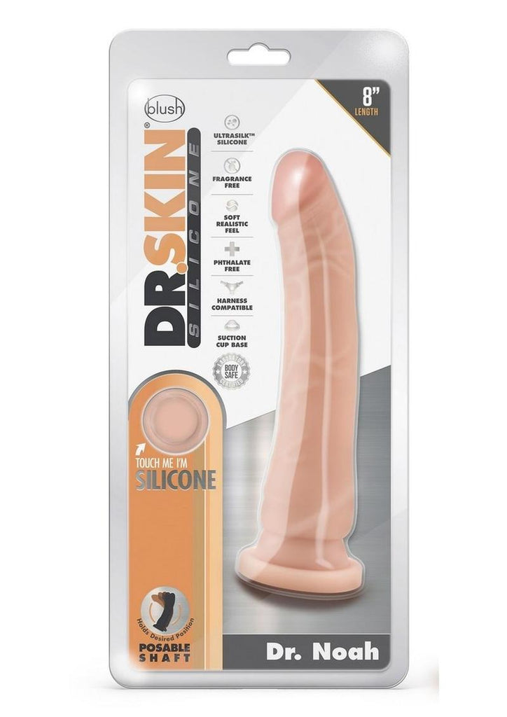 Dr. Skin Dr. Noah Silicone Dildo with Balls and Suction Cup - Vanilla - 8in