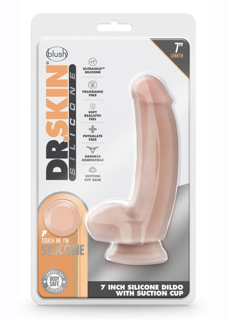 Dr. Skin Dr. Samuel Silicone Dildo with Balls and Suction Cup - Vanilla - 7in
