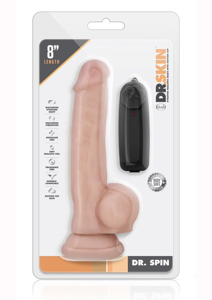 Dr. Skin Dr. Spin Gyrating Dildo with Suction Cup - Flesh/Vanilla - 8.5in