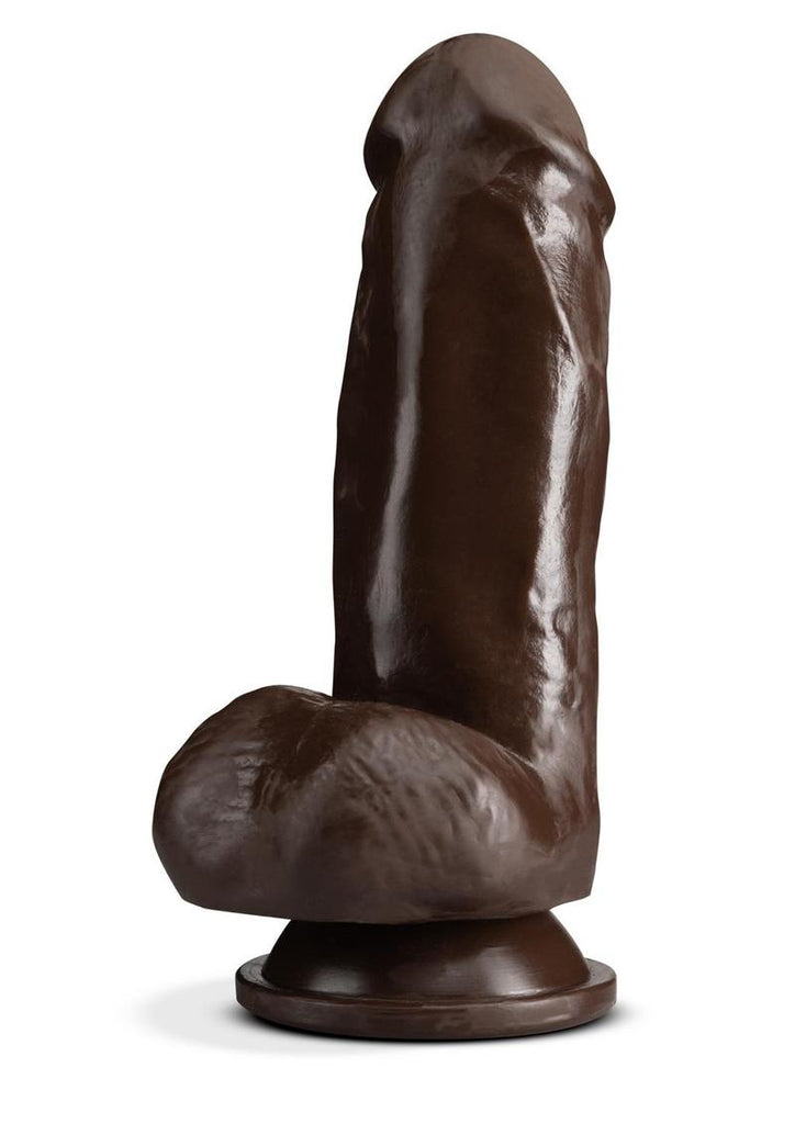 Dr. Skin Plus Girthy Posable Dildo with Balls and Suction Cup - Chocolate - 7in