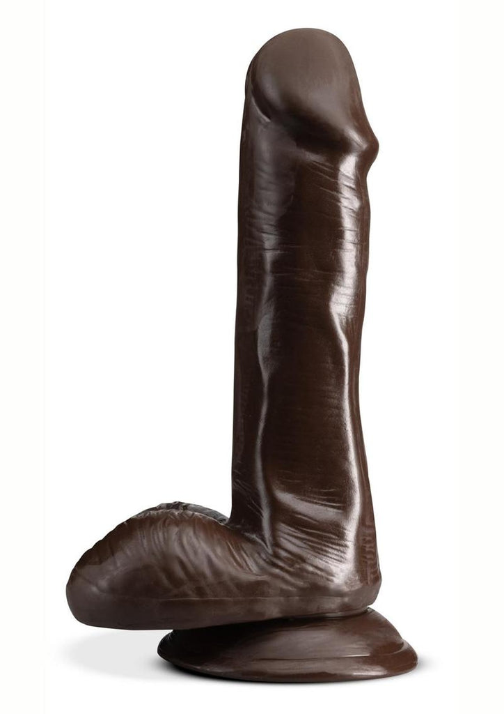 Dr. Skin Plus Posable Dildo with Balls and Suction Cup - Chocolate - 6in