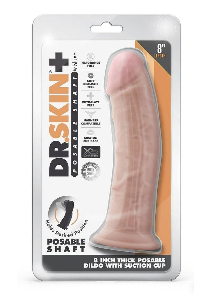 Dr. Skin Plus Thick Posable Dildo with Suction Cup - Vanilla - 8in