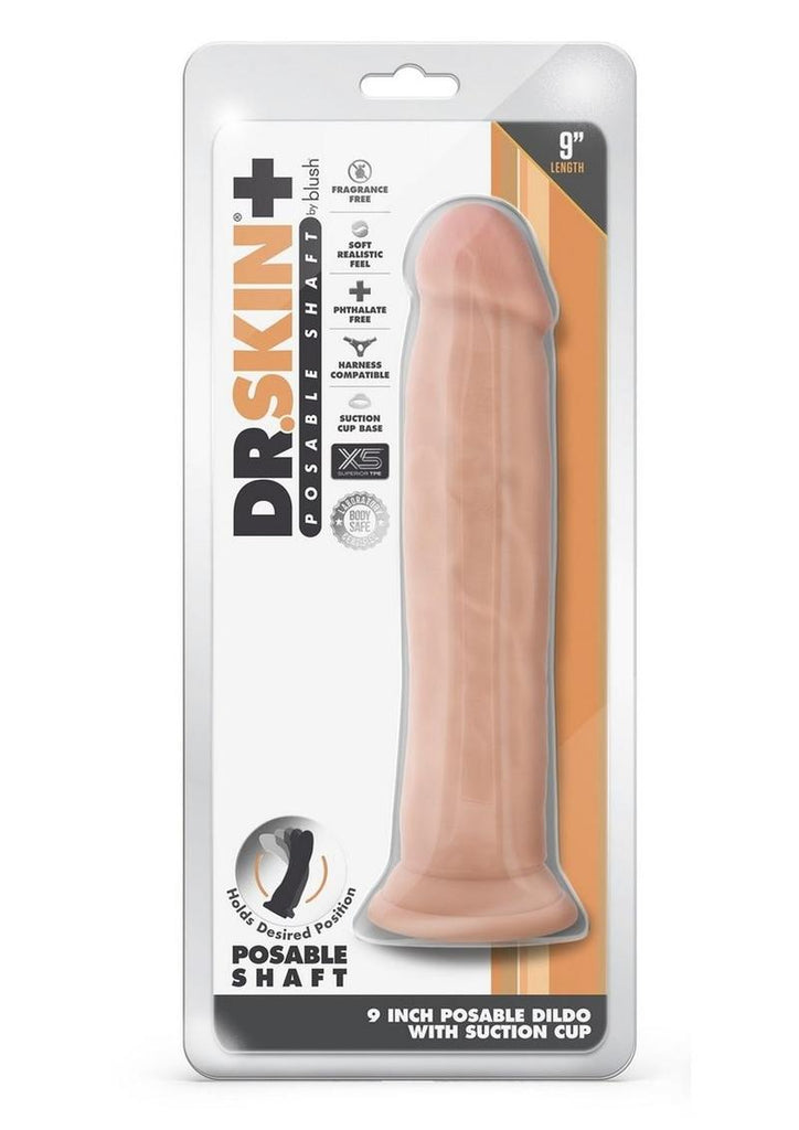 Dr. Skin Plus Thick Posable Dildo with Suction Cup - Vanilla - 9in