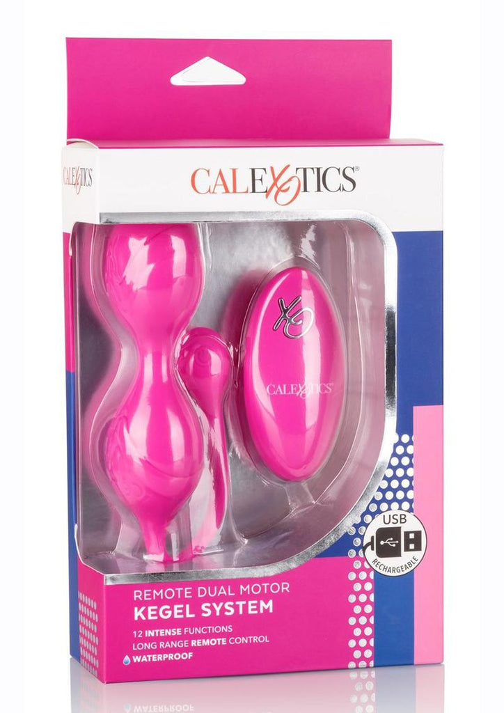 Dual Motor Kegel System Rechargeable Vibrating Silicone Kegel Balls with Remote Control - Black/Pink