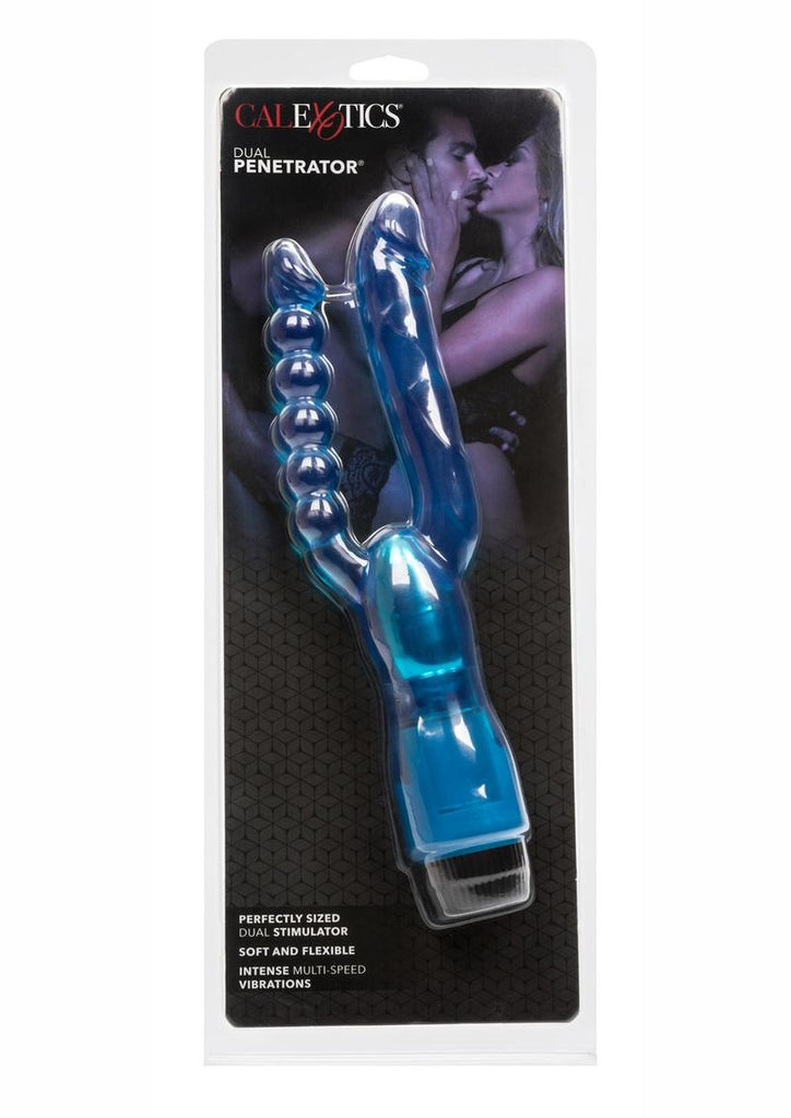 Dual Penetrator Vibrator with Anal Beads - Blue