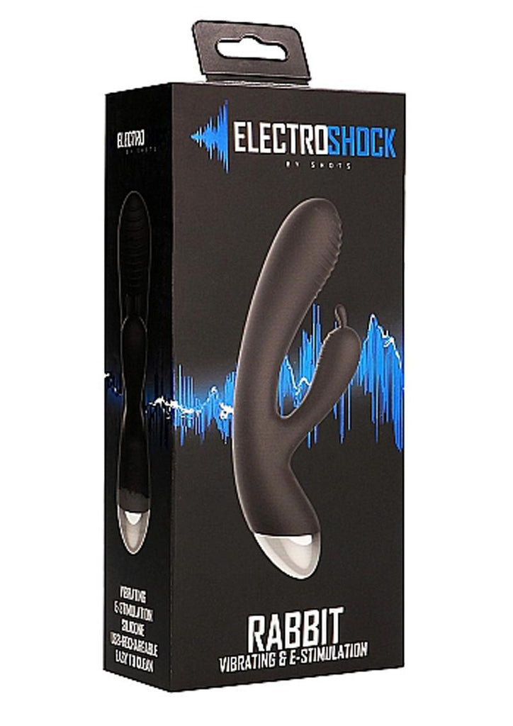 Electro Shock Rechargeable Silicone E-Stimulation Rabbit Vibrator - Black