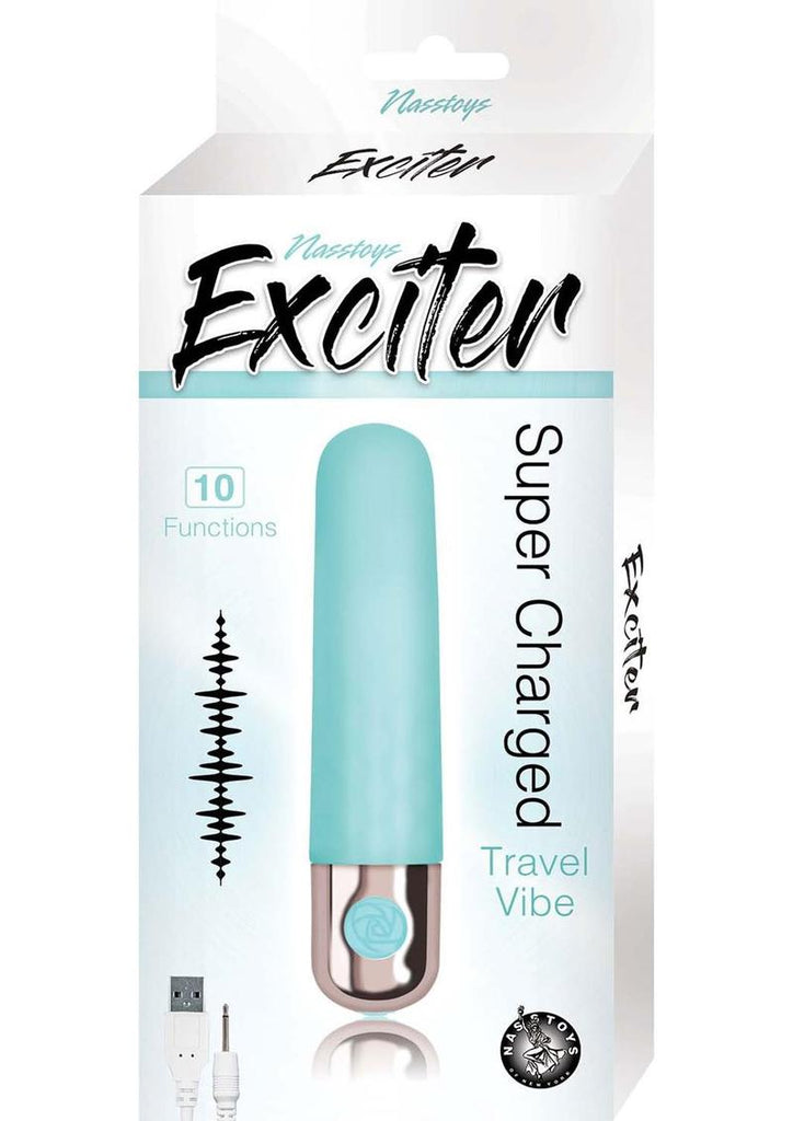 Exciter Travel Vibe Rechargeable Silicone Vibrator - Aqua/Green