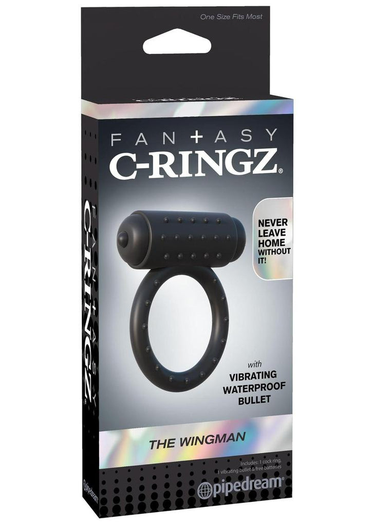 Fantasy C-Ringz The Wingman Cock Ring with Bullet - Black
